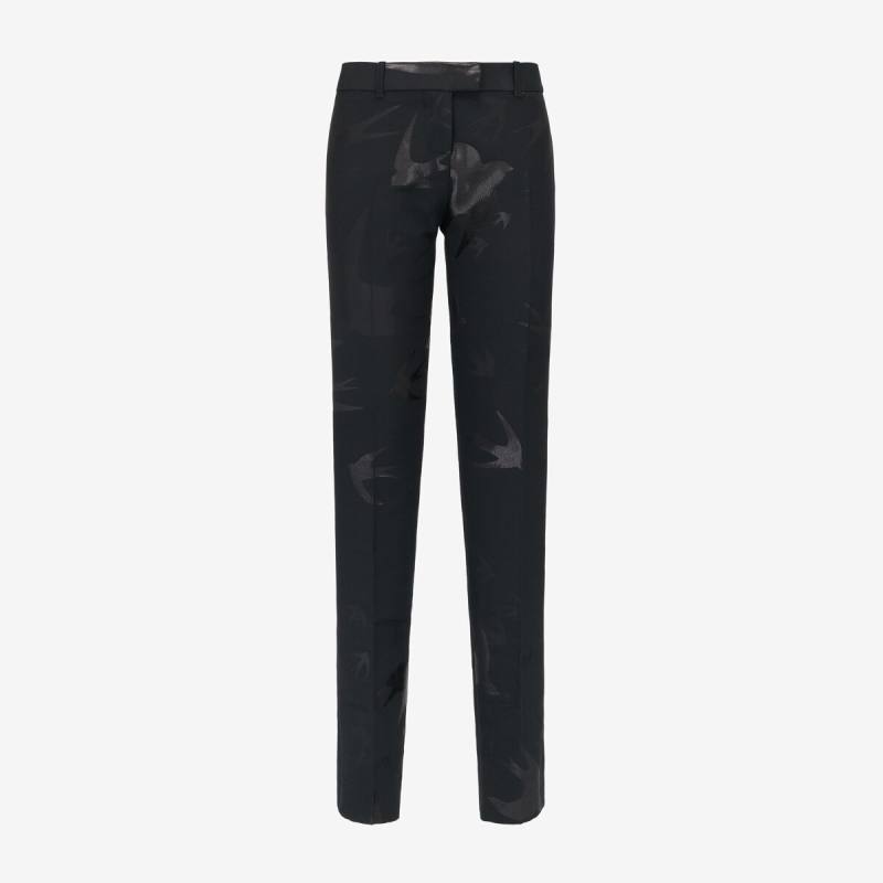 Alexander McQueen Women's Black Low-waisted Cigarette Trousers - 0 (Viscose, Polyester, Metallic Polyester & Wool)
